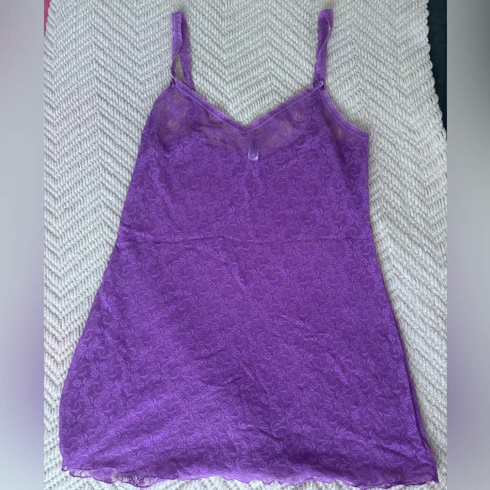 b.tempt’d Lace Slip Chemise – Purple, Size Medium